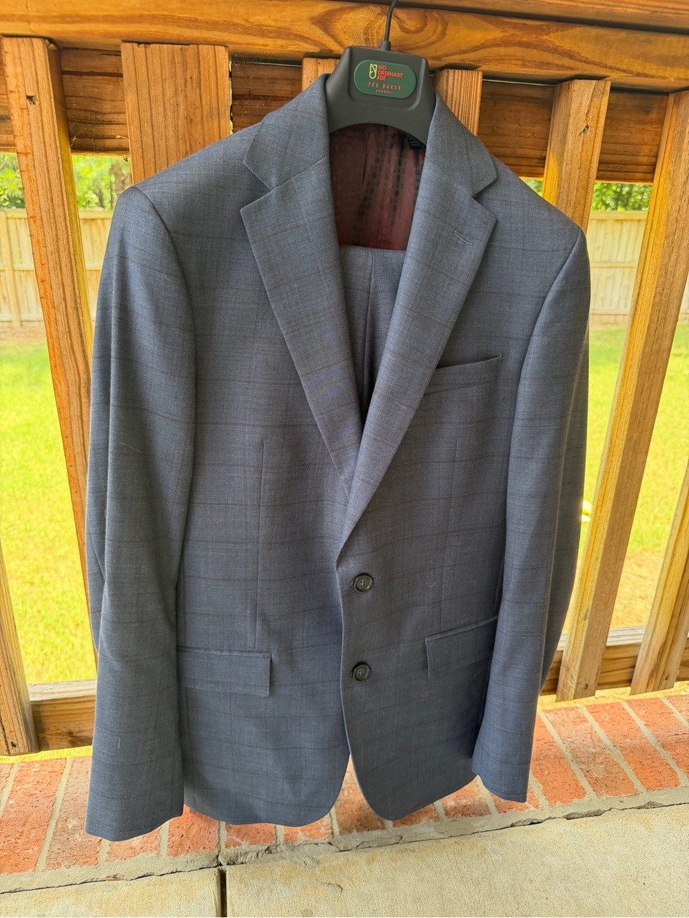 Ted Baker London Men's Slate Blue Plaid Suit 40R